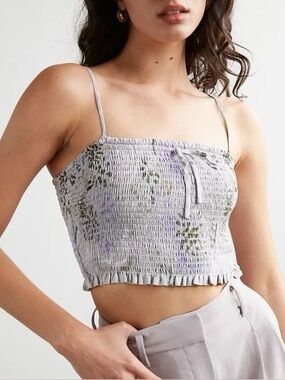 Aritzia Womens -Cropped Smocked Tank Top